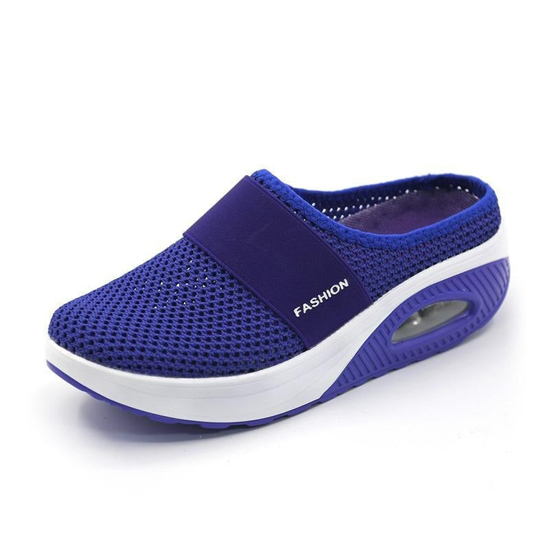 Women's mesh slip-on shoe with visible air-cushion sole
