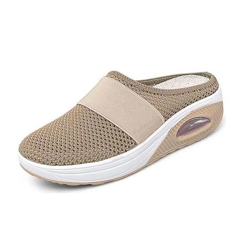 Women's mesh slip-on shoe with visible air-cushion sole