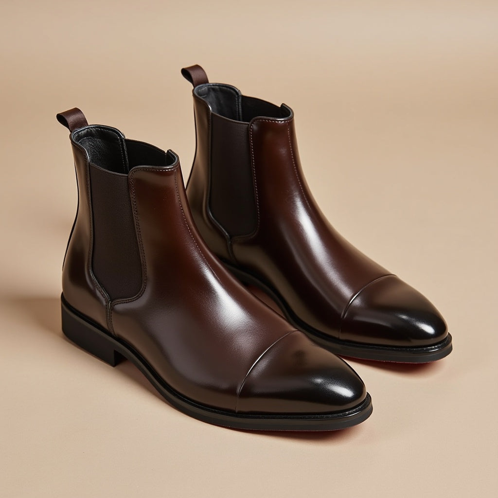 Chelsea ankle boots with square toes, elastic side panels and low heels