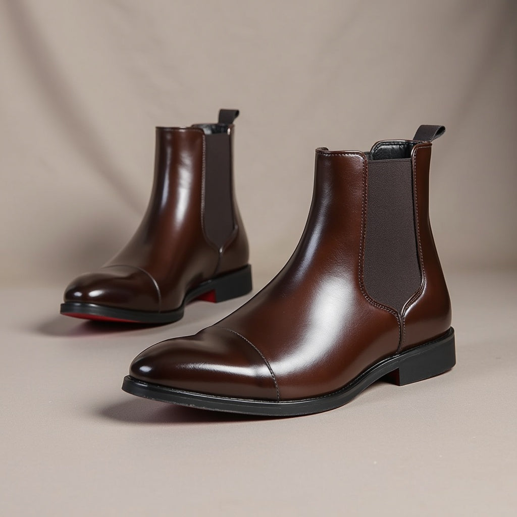 Chelsea ankle boots with square toes, elastic side panels and low heels