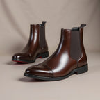 Chelsea ankle boots with square toes, elastic side panels and low heels