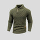 Men's textured knit jumper with high collar and buttoned chest detail