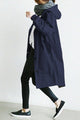 Women's oversized hooded rain parka coat with button front and elastic cuffs