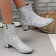 Women's Glitter Block Heel Ankle Boots