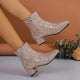 Women's Glitter Block Heel Ankle Boots