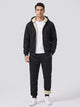 Men's teddy lined hooded tracksuit set in black