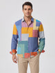 Men's abstract print long sleeve shirt in colour block