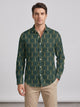 Men's abstract print long sleeve shirt in green scale