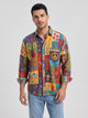Men's patchwork print long sleeve shirt in multicolour