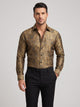 Men's paisley jacquard satin shirt in brown