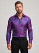 Men's paisley jacquard satin shirt in purple blue