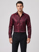Men's paisley jacquard satin shirt in wine red