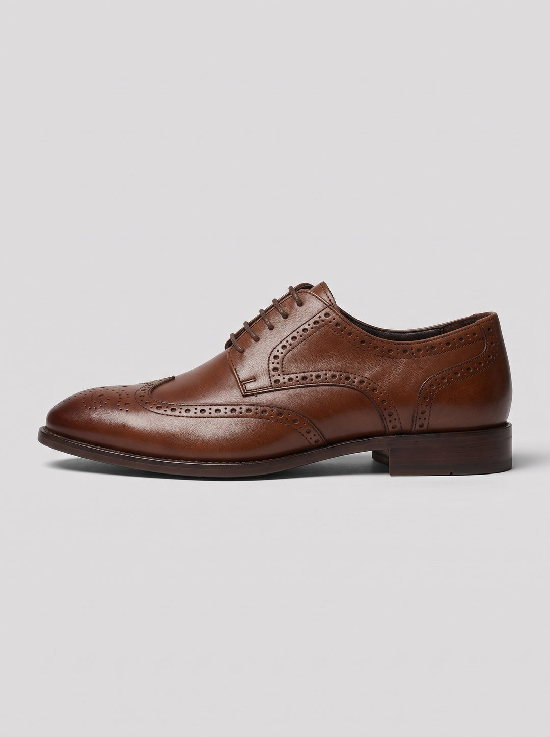 Men's leather wingtip brogue dress shoes in dark brown