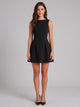 Women's sleeveless structured A-line mini dress in black