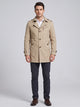 Men's single-breasted fleece lined trench coat in beige