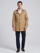 Men's single-breasted fleece lined trench coat in khaki