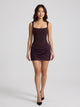 Women's square neck corset mini dress in plum