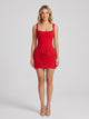 Women's square neck corset mini dress in red