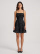 Women's jacquard mini dress with spaghetti straps in black