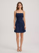 Women's jacquard mini dress with spaghetti straps in navy