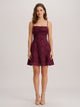 Women's jacquard mini dress with spaghetti straps in red