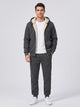 Men's sherpa lined hooded tracksuit set in dark grey