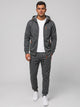 Men's marl hooded zip tracksuit set in dark grey