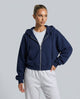 Women's cropped hooded zip-up hoodie with long sleeves and front pockets