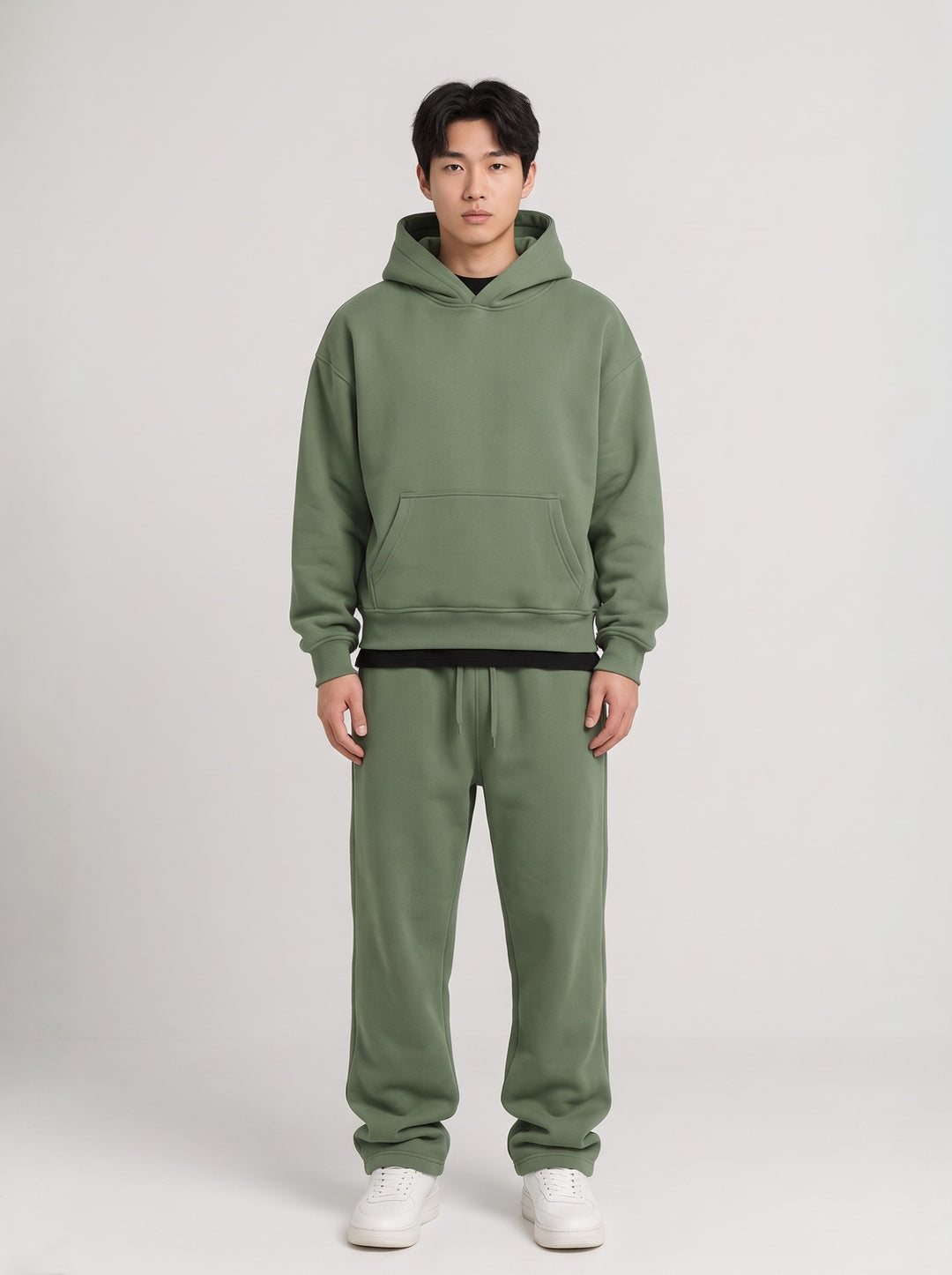Men's oversized hoodie and jogger set in army green