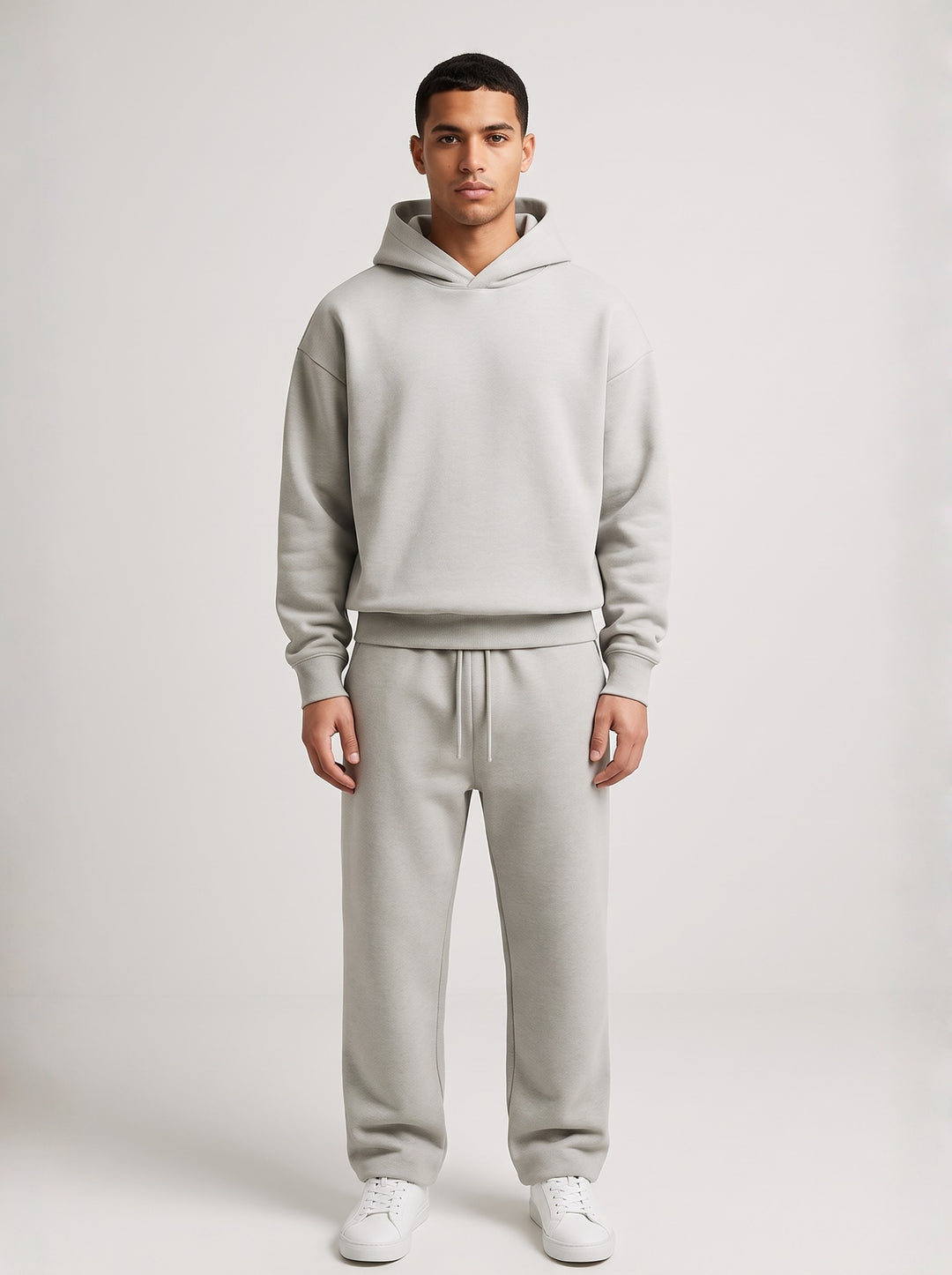 Men's oversized hoodie and jogger set in light grey
