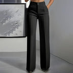 Women's high-waisted wide-leg suit trousers with front pleats