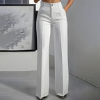 Women's high-waisted wide-leg suit trousers with front pleats