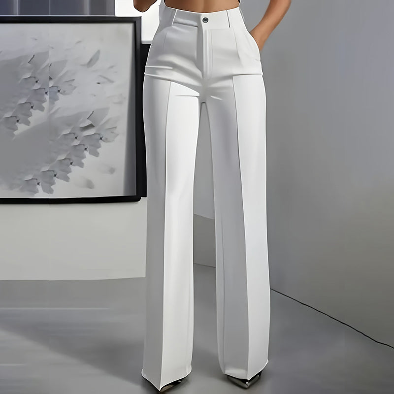 Women's high-waisted wide-leg suit trousers with front pleats