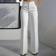 Women's high-waisted wide-leg suit trousers with front pleats