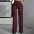 Women's high-waisted wide-leg suit trousers with front pleats