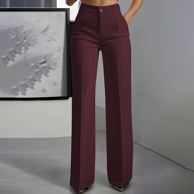 Women's high-waisted wide-leg suit trousers with front pleats