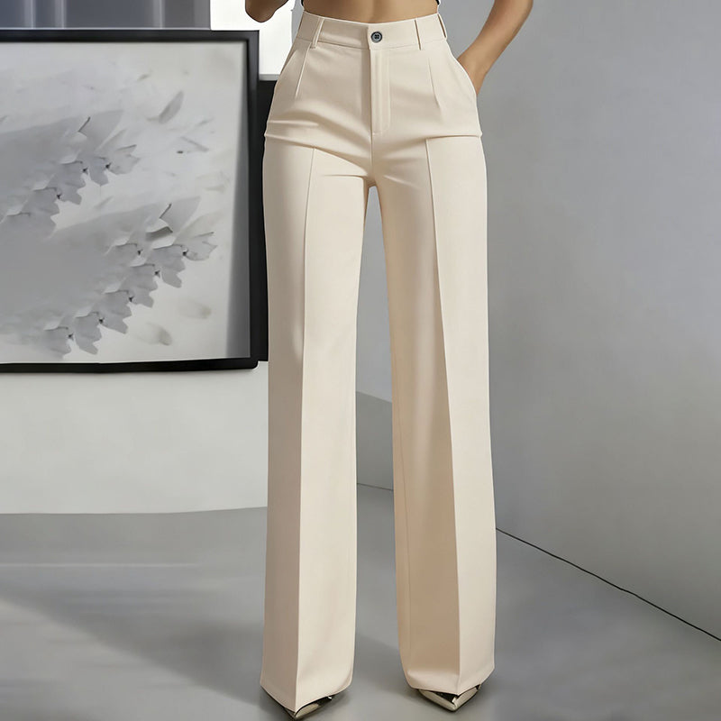 Women's high-waisted wide-leg suit trousers with front pleats