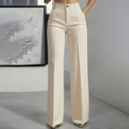 Women's high-waisted wide-leg suit trousers with front pleats