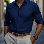 Men's slim fit long sleeve shirt with classic collar