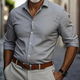 Men's slim fit long sleeve shirt with classic collar