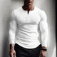 Men's ribbed henley sweater with long sleeves and button placket
