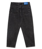 Men's baggy wide-leg jeans shown in black and light blue washes