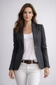 Women's single-button blazer with notched lapels and pockets
