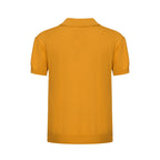 Men's yellow striped knit polo shirt with short sleeves