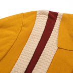 Men's yellow striped knit polo shirt with short sleeves