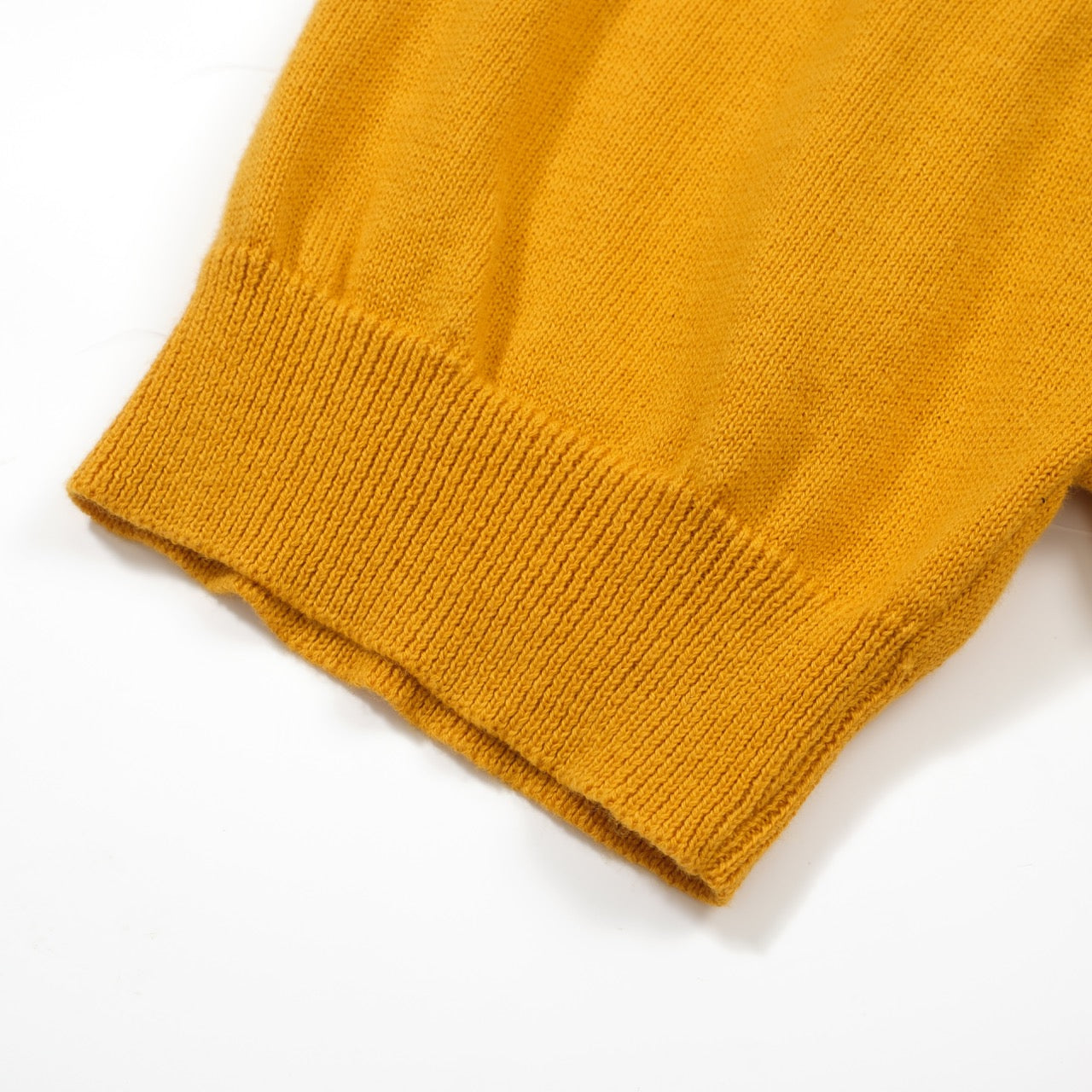 Men's yellow striped knit polo shirt with short sleeves
