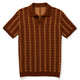 Men's brown geometric knit polo shirt with short sleeves