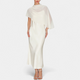 Women's Satin Maxi Dress with Sheer Cape