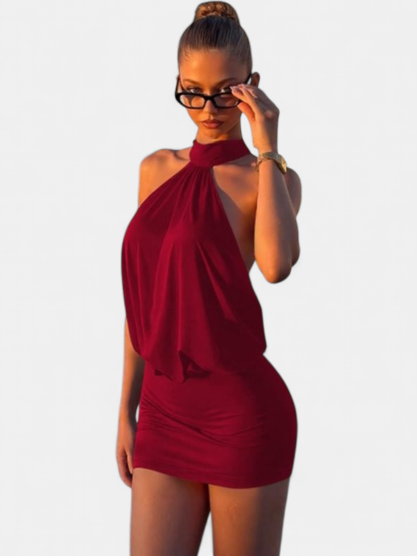 Women's Backless Halter Neck Mini Dress