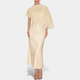 Women's Satin Maxi Dress with Sheer Cape